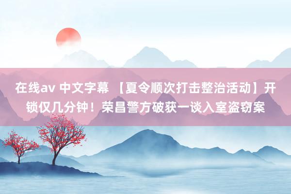 在线av 中文字幕 【夏令顺次打击整治活动】开锁仅几分钟！荣昌警方破获一谈入室盗窃案