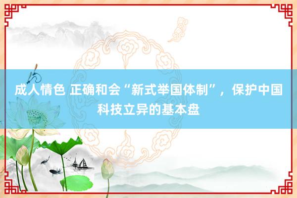 成人情色 正确和会“新式举国体制”，保护中国科技立异的基本盘