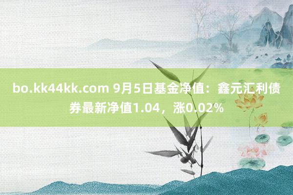 bo.kk44kk.com 9月5日基金净值：鑫元汇利债券最新净值1.04，涨0.02%