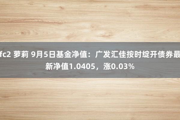 fc2 萝莉 9月5日基金净值：广发汇佳按时绽开债券最新净值1.0405，涨0.03%