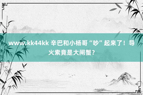 www.kk44kk 辛巴和小杨哥“吵”起来了！导火索竟是大闸蟹？